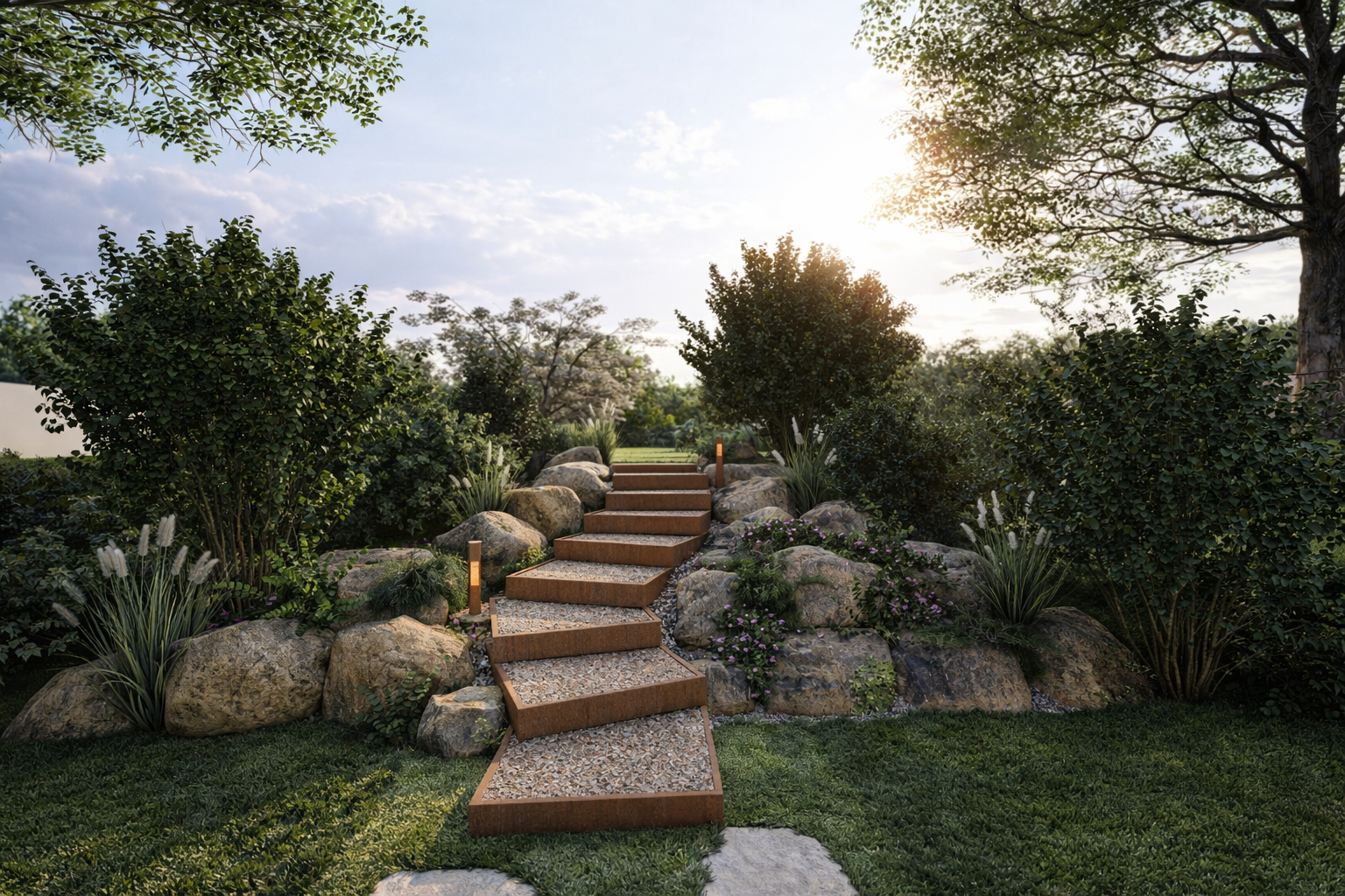 plan aménagement paysager jardin terrasse bois plantes bretagne bureau d'études saint brieuc conception plan 3D architecture paysagiste